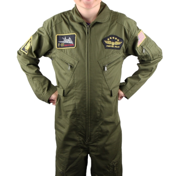 Kids Air Force Pilot Flight Suit XL Costume Military Coveralls Tactical Jumpsuit - Picture 3 of 5